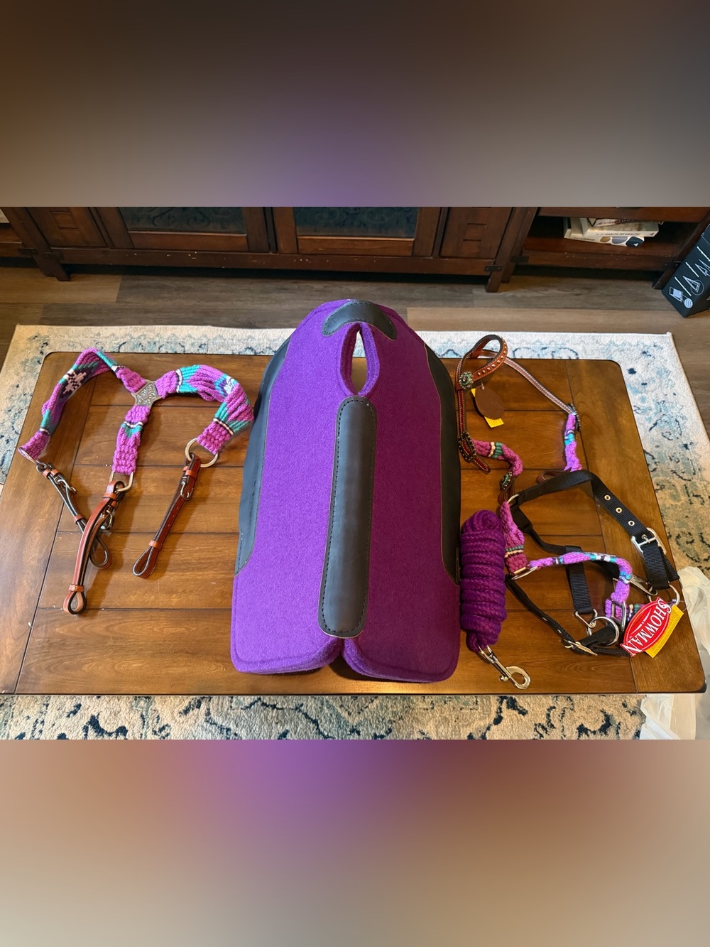 Showman Purple Braided Rope Western Horse Pony 16982P 5 piece set